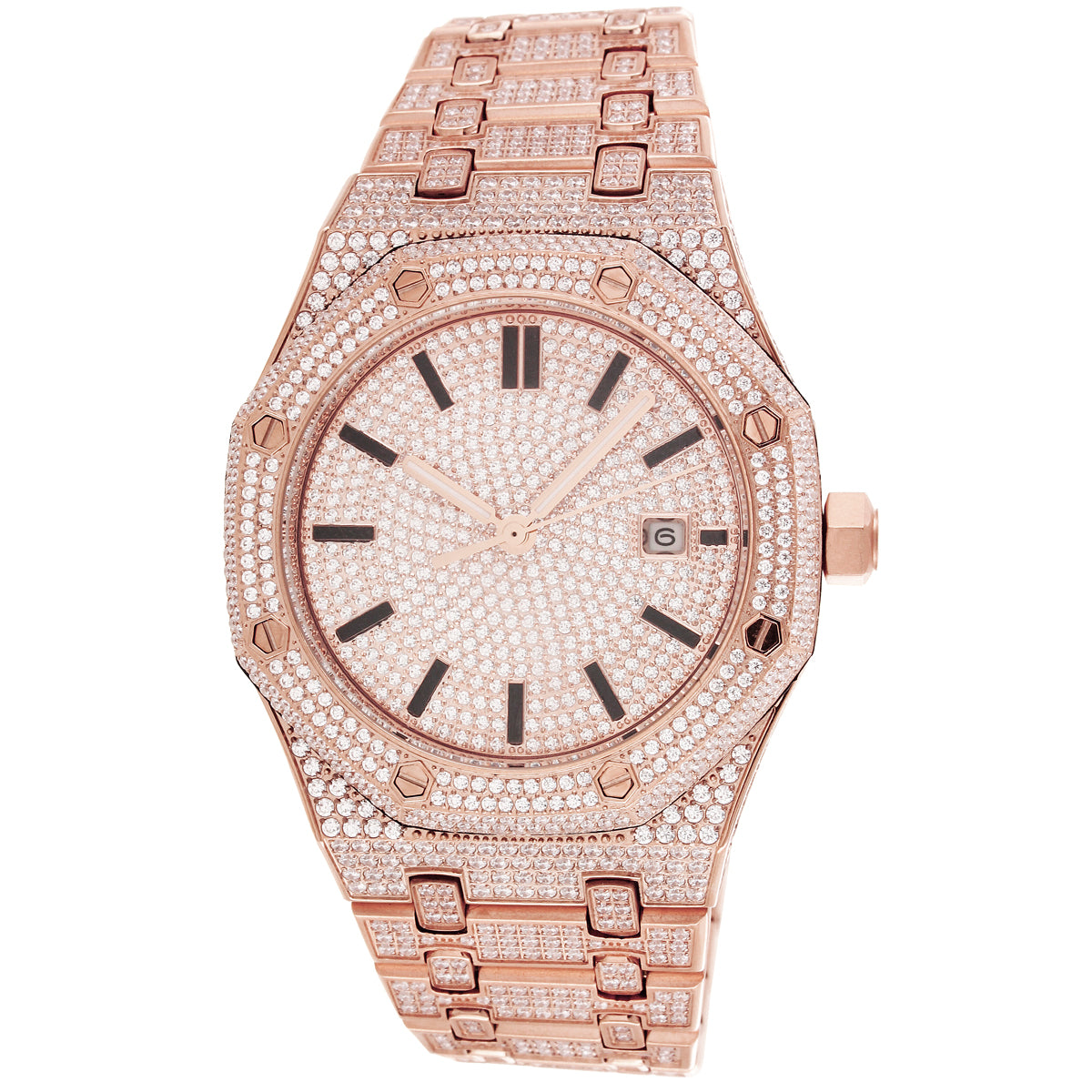 Men's Steel Solitaire Face  Exclusive Rose-Gold Watch
