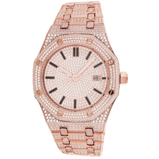 Men's Steel Solitaire Face  Exclusive Rose-Gold Watch