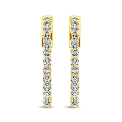 10K Yellow Gold Diamond 2 Ct.Tw. In and Out Hoop Earrings