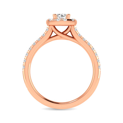 Diamond Classic Shank Single Halo Bridal Ring 1 ct tw Round Cut in 14K Rose Gold
