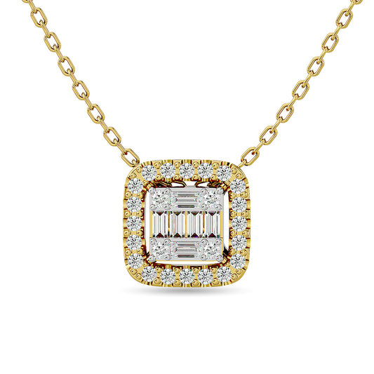 Diamond 1/4 Ct.Tw. Round and Baguette Fashion Pendant in 14K Yellow Gold