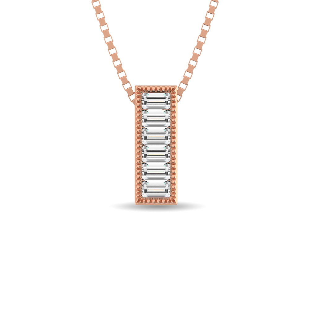 Diamond 1/20 Ct.Tw. Round and Baguette Fashion Pendant in 10K Rose Gold