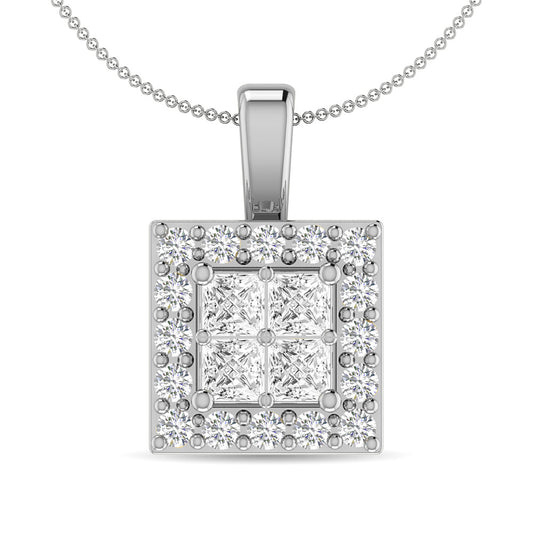 Diamond 1/2 Ct.Tw. Round and Princess Fashion Pendant in 14K White Gold