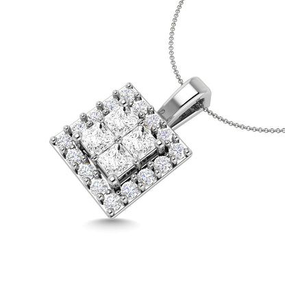 Diamond 1/2 Ct.Tw. Round and Princess Fashion Pendant in 14K White Gold