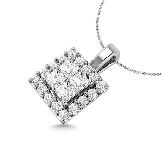 Diamond 1/4 Ct.Tw. Round and Princess Fashion Pendant in 14K White Gold