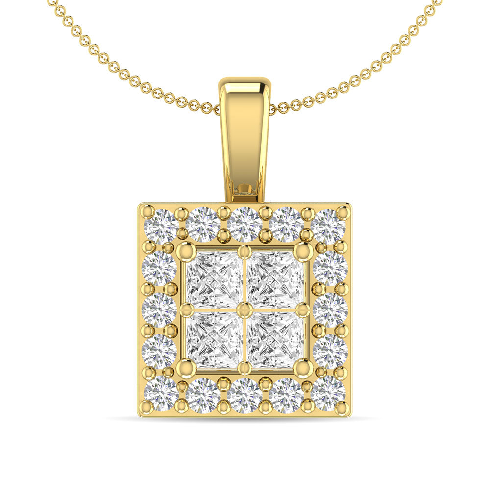 Diamond 1/3 Ct.Tw. Round and Princess Fashion Pendant in 14K Yellow Gold