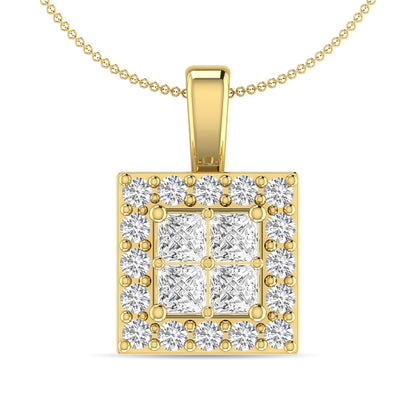 Diamond 1/3 Ct.Tw. Round and Princess Fashion Pendant in 14K Yellow Gold
