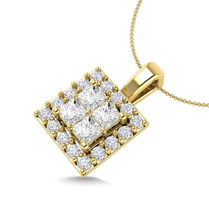 Diamond 1/4 Ct.Tw. Round and Princess Fashion Pendant in 14K Yellow Gold