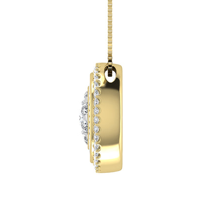14K Yellow Gold 3/4.Tw. Round and Tapper Diamond Invisible Pendant