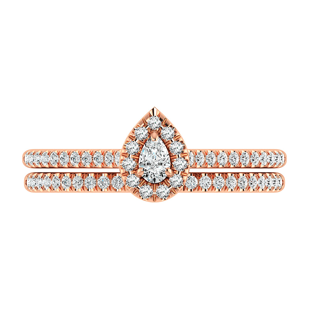 Pear and Round Diamond 3/8 Ct.Tw. Bridal Ring in 10K Rose Gold