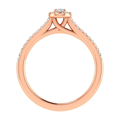 Pear and Round Diamond 3/8 Ct.Tw. Bridal Ring in 10K Rose Gold