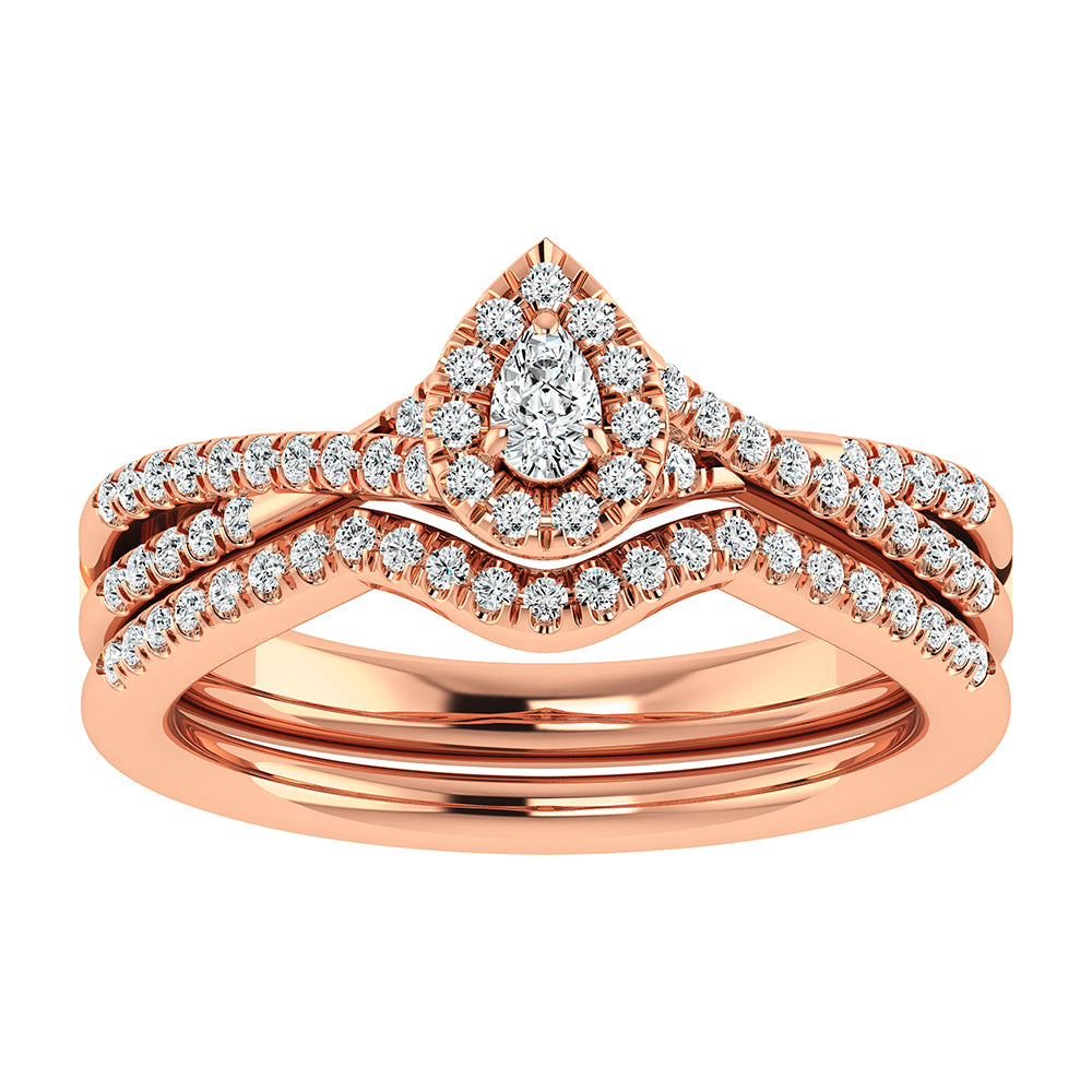 Pear and Round Diamond 1/2 Ct.Tw. Bridal Ring in 10K Rose Gold