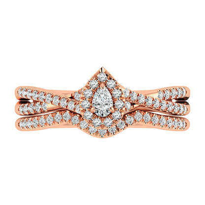 Pear and Round Diamond 1/2 Ct.Tw. Bridal Ring in 10K Rose Gold