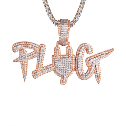 Plug Switch Rose Gold Finish 3D Two Tone Bling Silver Charm