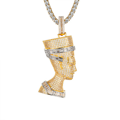 Queen Nefertiti Egyptian Pharaoh Baguette Hip Hop Pendant