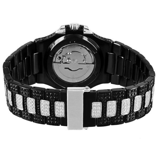 Men’s stainless steel Black Automatic Movement Custom Icy Watch