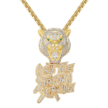 Panther Face Only The Strong Survive Icy Hip Hop Pendant