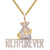 Rich Forever Hand Holding Dollar Money Bag Gold Tone Pendant