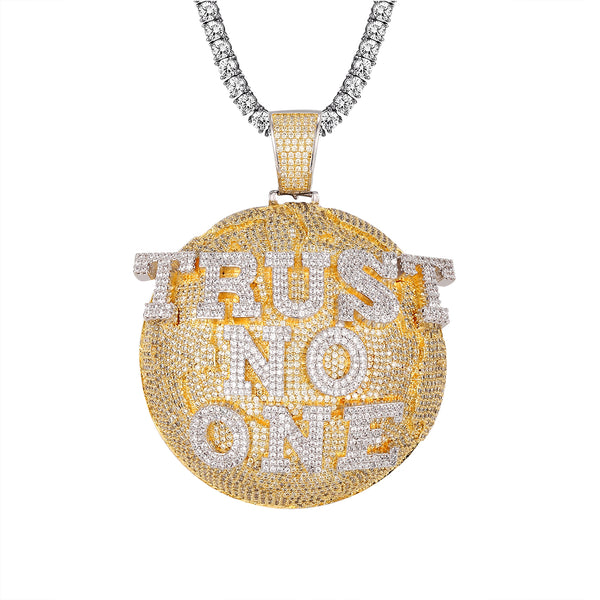 Icy Trust No One 3D Circle Medallion Hip Hop Pendant Chain