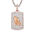 Sterling Silver Praying Hand Dog Tag Baguette Hip Hop Chain