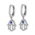 Silver Hamsa Hand Dangling Hoops Micro Pave Earrings