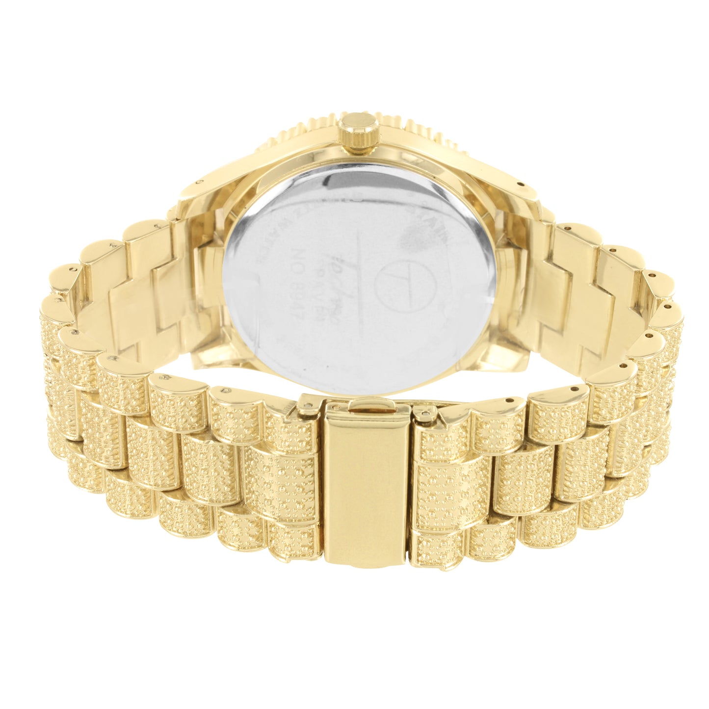 Men's  Gold Tone Solitaire Bezel Custom Watch