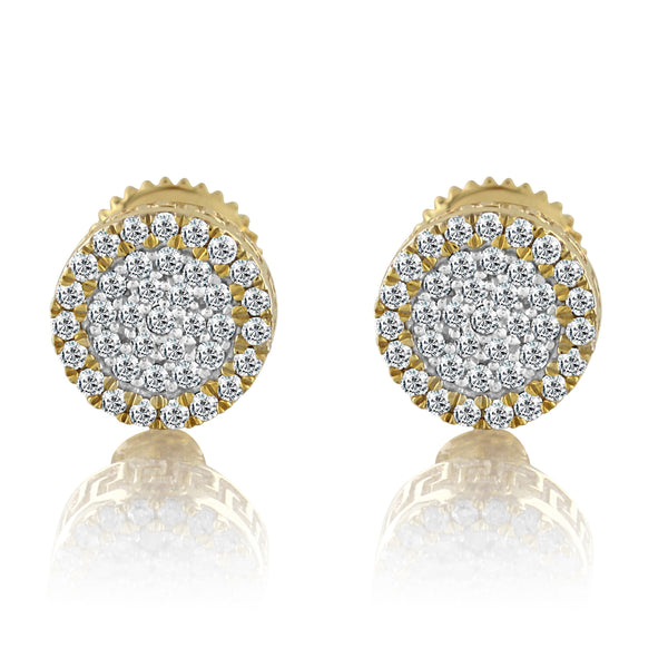 10K Gold Solitaire Diamond Cluster Greek Style Earrings