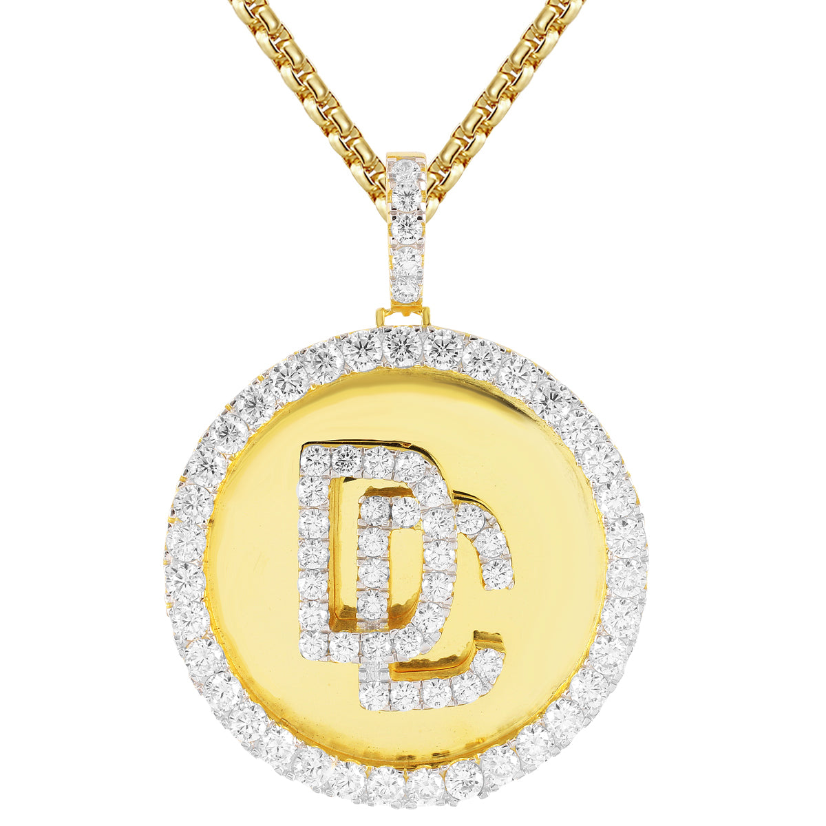 Gold Tone Dream Chasers Solitaire Silver Hustler Pendant