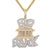 Gold Tone Big Bank Icy Dollar Money Sterling Silver Pendant