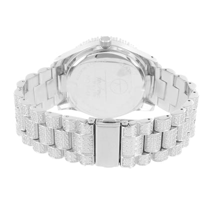 Men's Silver Tone Solitaire Bezel Custom Watch