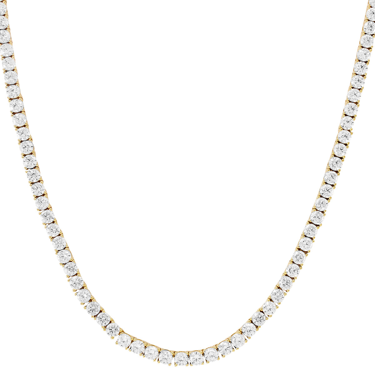 10K Yellow Gold Tennis Link Chain 4MM Hip Hop Necklace