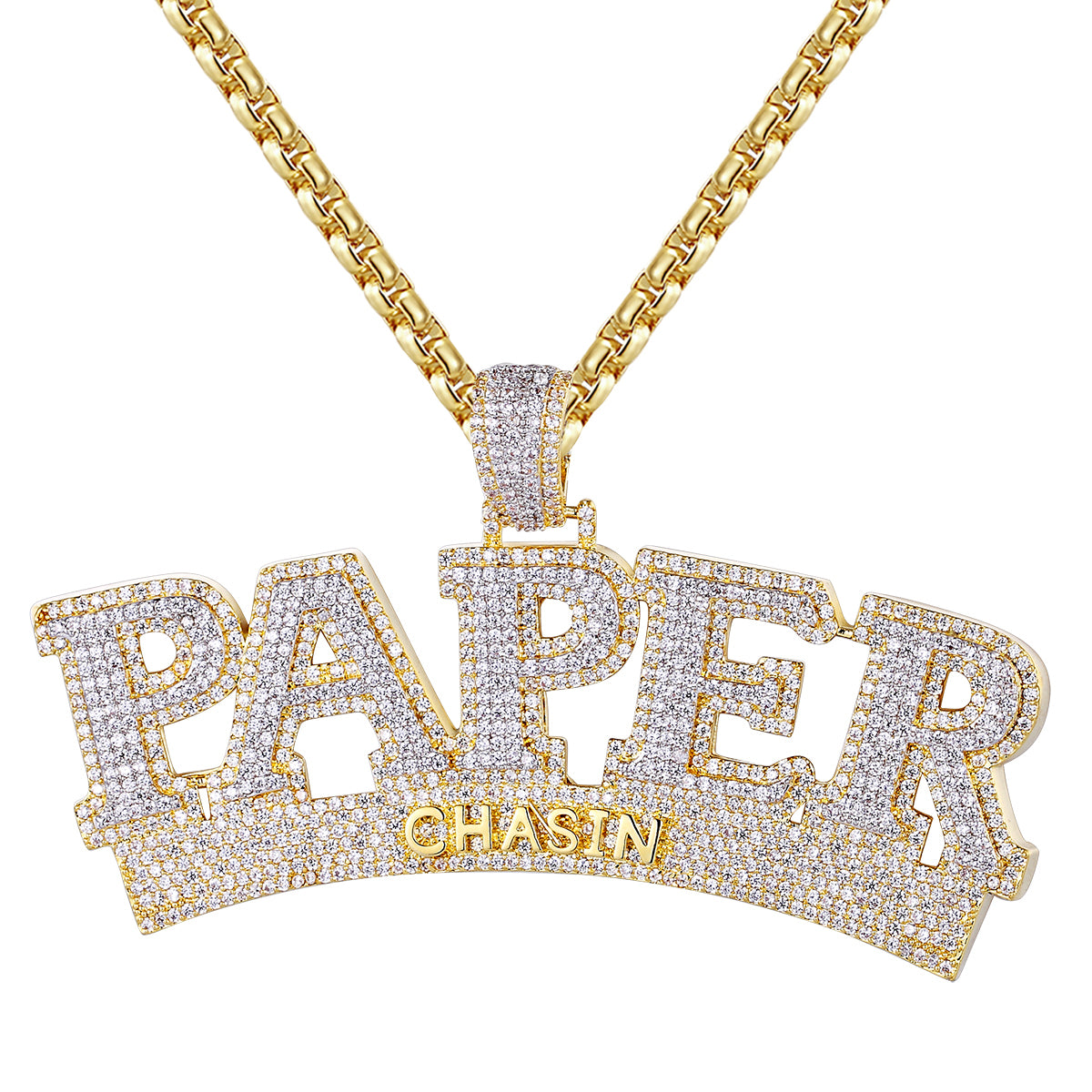 Silver Custom Paper Chasin Money Gold Finish 3D Men's Pendant