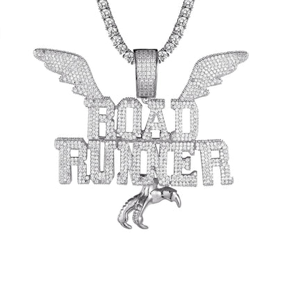 Road Runner Flying Wings Micro Pave Hip Hop Pendant Chain