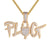 Two Tone Plug Switch Micro Pave Gold Finish Silver Pendant Chain