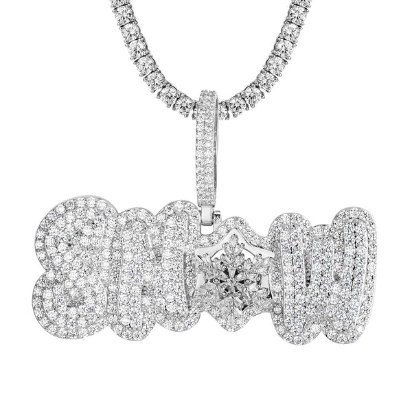 Snow Flake Double Layer Icy Bling Hip Hop Spinner Pendant
