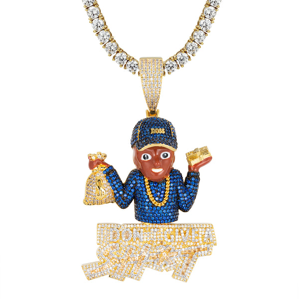 Rich Boss Making Money 3D Dollar Bag Icy Designer Pendant