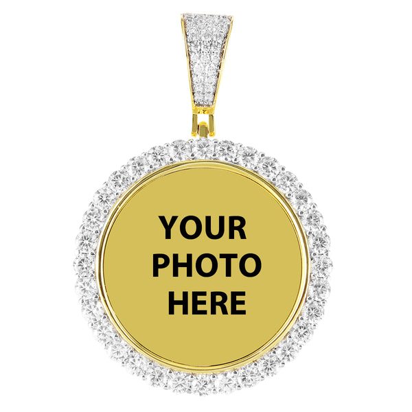 One Row Round Memory Picture 14K Gold Tone Necklace