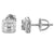 Sterling Silver Baguette Icy Square Screw Back Stud Earrings