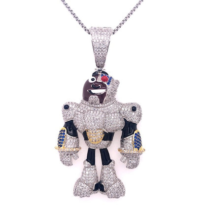 Men's Icy Titan Cyborg Character Robot Custom Pendant Chain