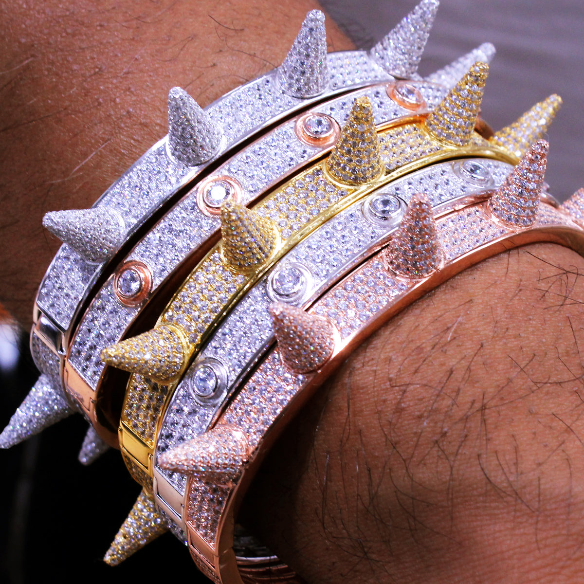 Men's Custom Presidential Look Spiked Bangle Style Bracelet