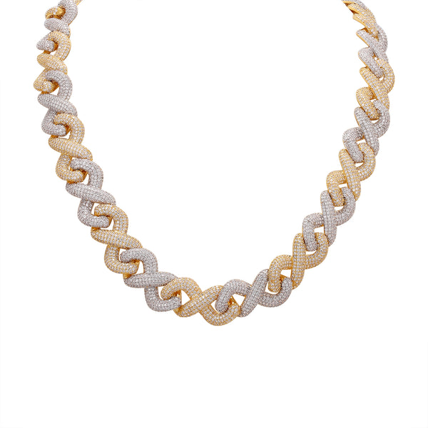 Gold Tone Infinity Link Custom Icy Cuban Choker Necklace