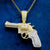 Two Tone Gold Pistol Gun Icy Custom Pendant Chain