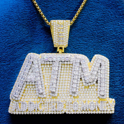 Sterling Silver Addicted to Money ATM Baguette Icy Pendant