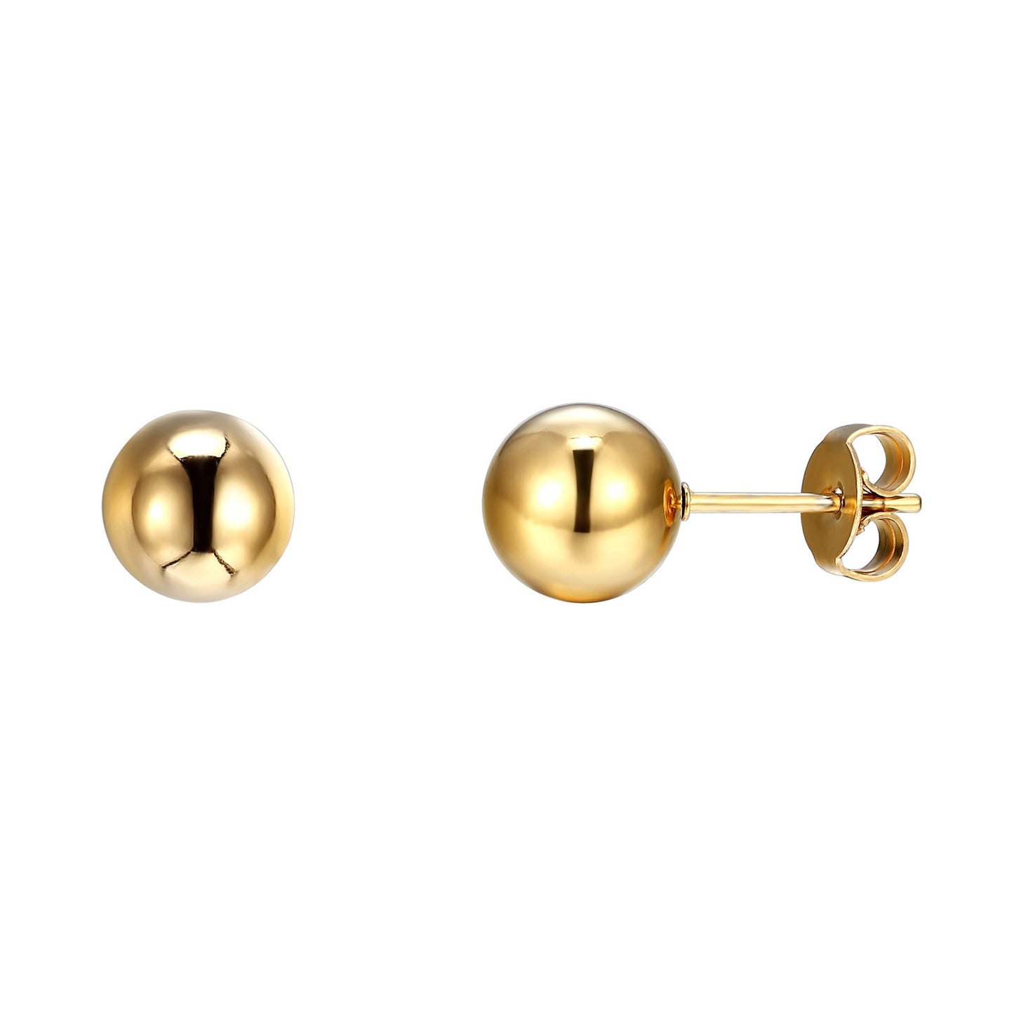 Gold Tone Bead Ball Earrings Clearance On Sale Stainless Steel Mens Ladies Studs