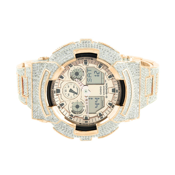 Rose Gold G Shock Watch Bling Digital Analog GA100GD-9A