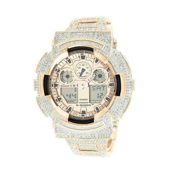 Rose Gold G Shock Watch Bling Digital Analog GA100GD-9A