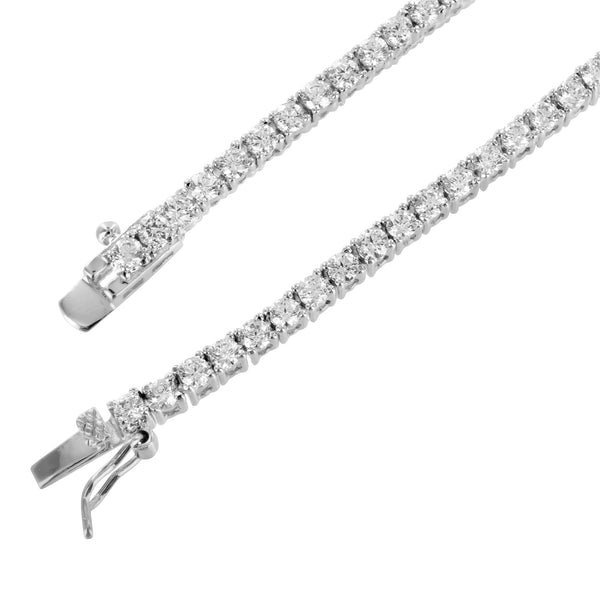 14k White Gold Finish Lab Diamond Tennis Link Solitaire Necklace