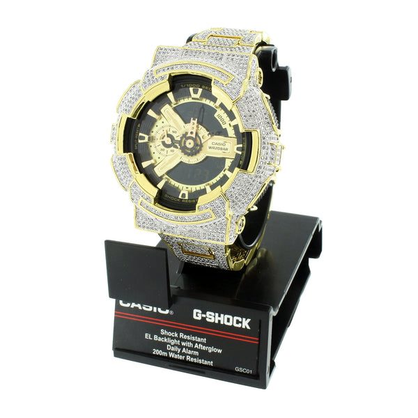 Mens G-Shock Watch GA110GB-1A  Custom Dig-Ana Gold Plate 52 MM