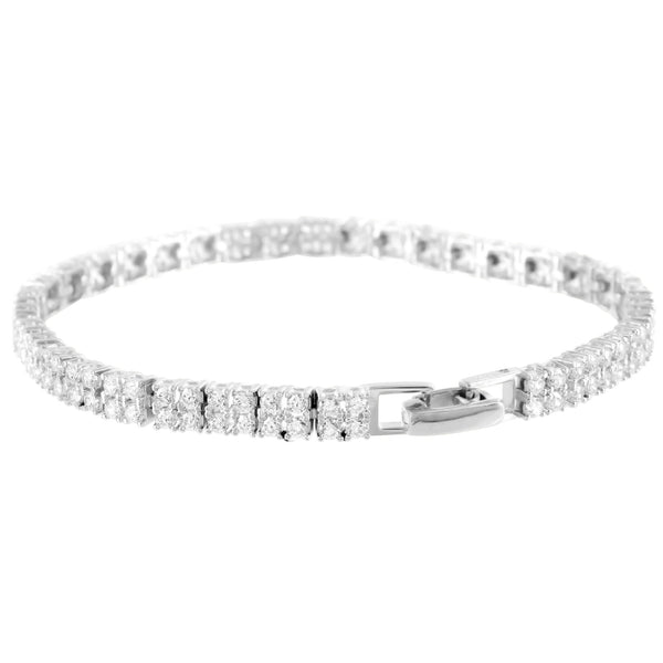 Sterling Silver Womens Bracelet Simulated Diamonds Square Link Unique