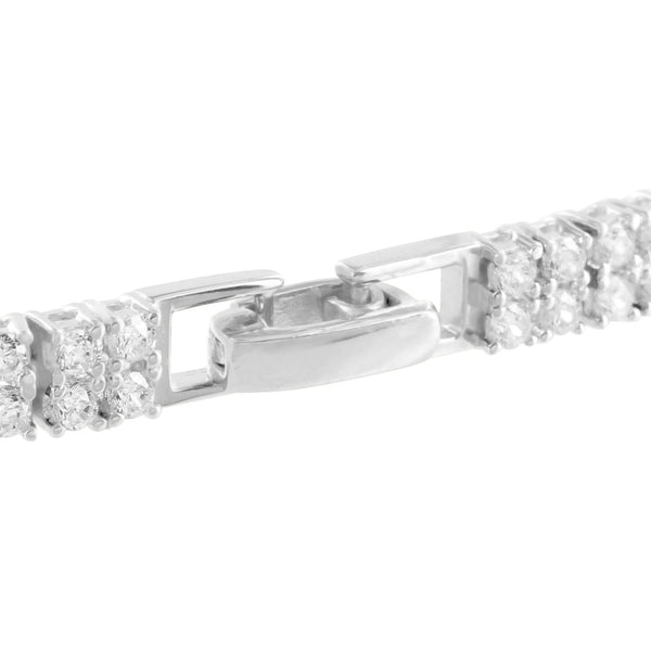 Sterling Silver Womens Bracelet Simulated Diamonds Square Link Unique